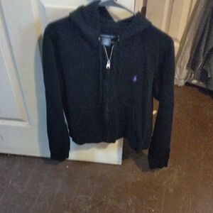Polo by Ralph Lauren Sport Black Hooded Zip Jacket with Purple Pony